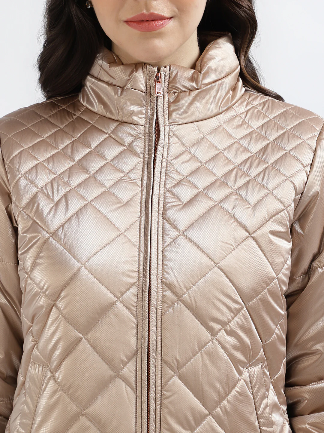 Centre Stage Women Solid Stand Collar Full Sleeves Jacket - Image 6