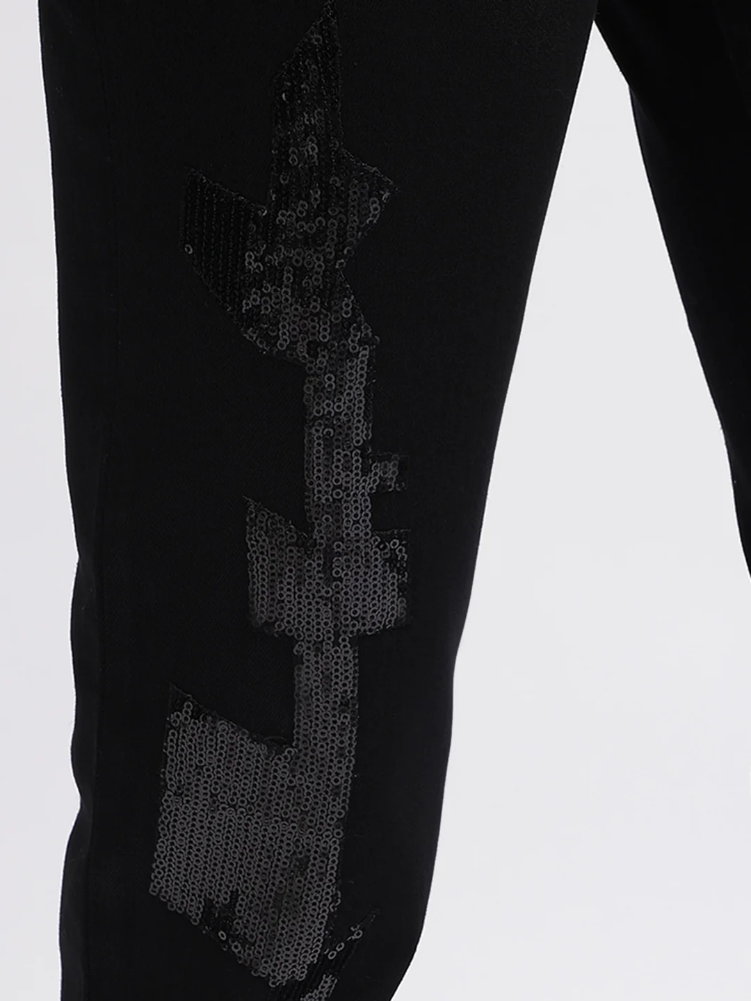 Centre Stage Women Black Embellished Slim Straight Jeans - Image 5