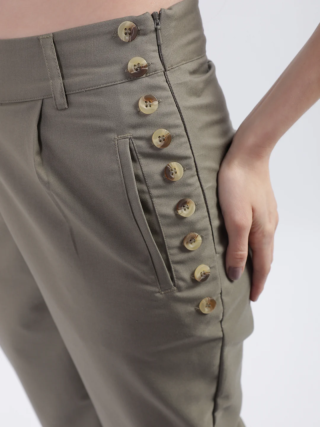 Centre Stage Women Green Solid Regular Fit Trouser - Image 5