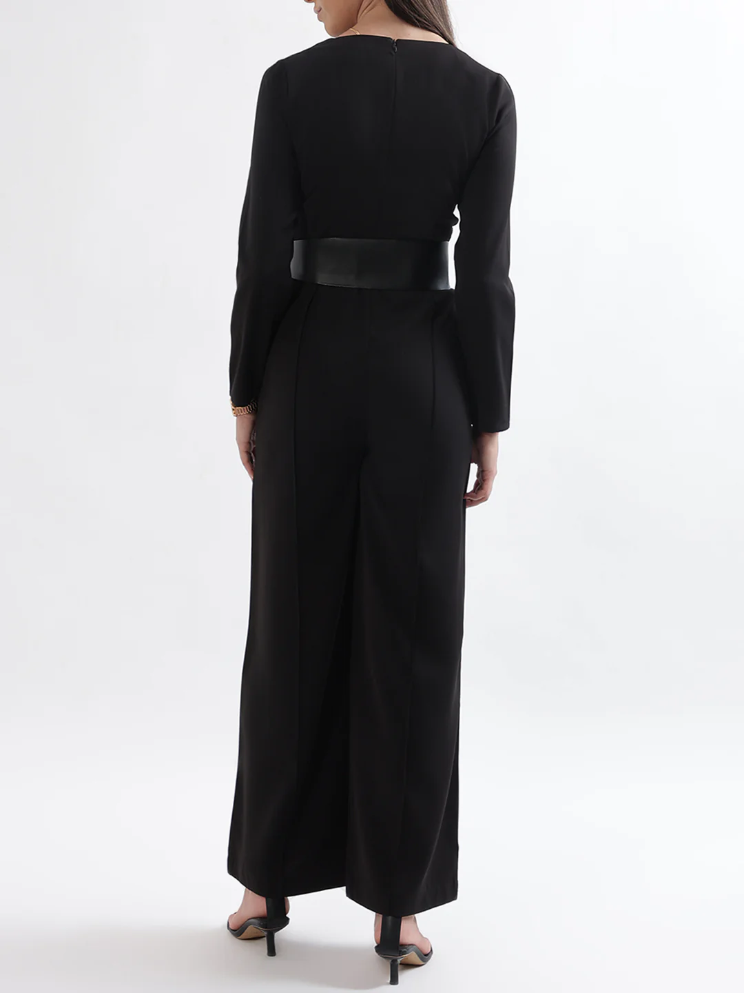 Centre Stage Women Black Solid V Neck Jumpsuit - Image 3