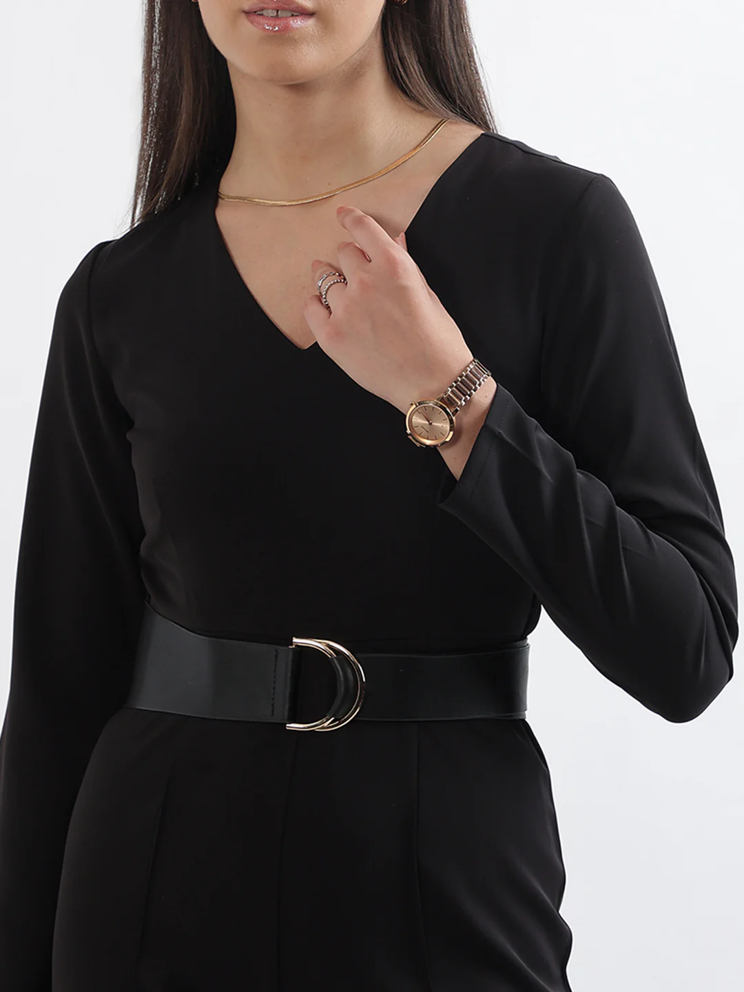 Centre Stage Women Black Solid V Neck Jumpsuit - Image 5