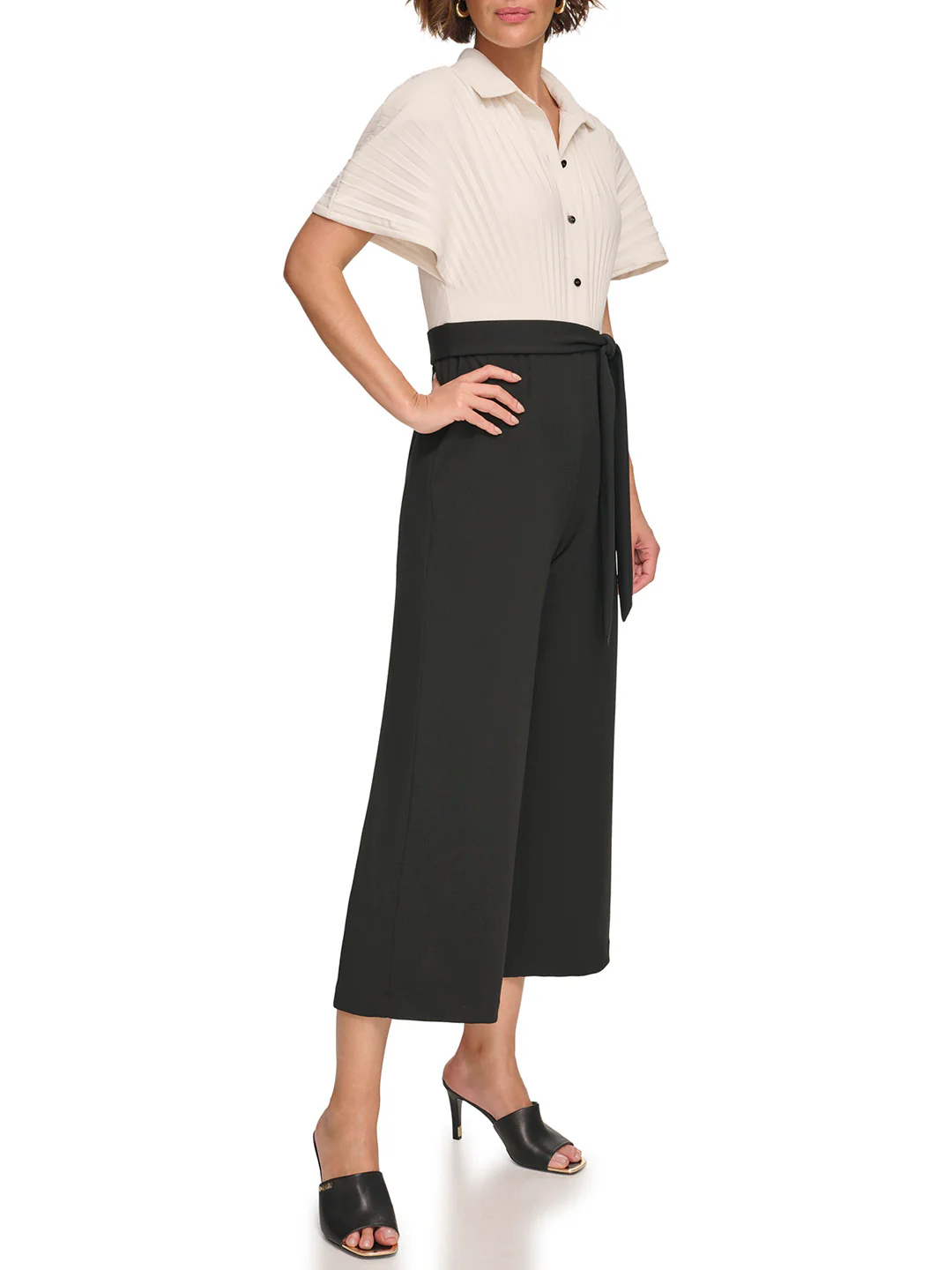 DKNY Women Shirt Collar Short Sleeves Jumpsuit - Image 5
