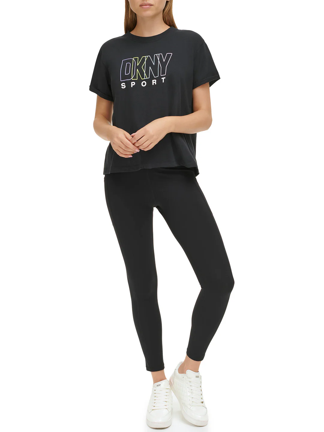 DKNY Women Black Printed Round Neck Short Sleeves Tshirt - Image 4