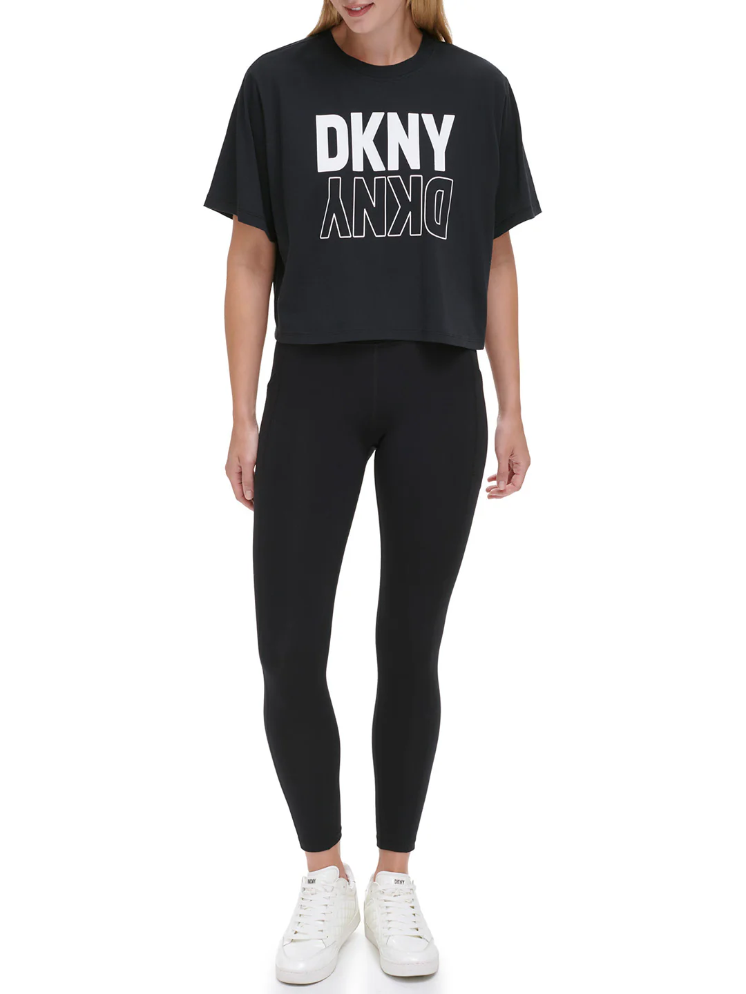 DKNY Women Black Printed Round Neck Short Sleeves Tshirt - Image 5