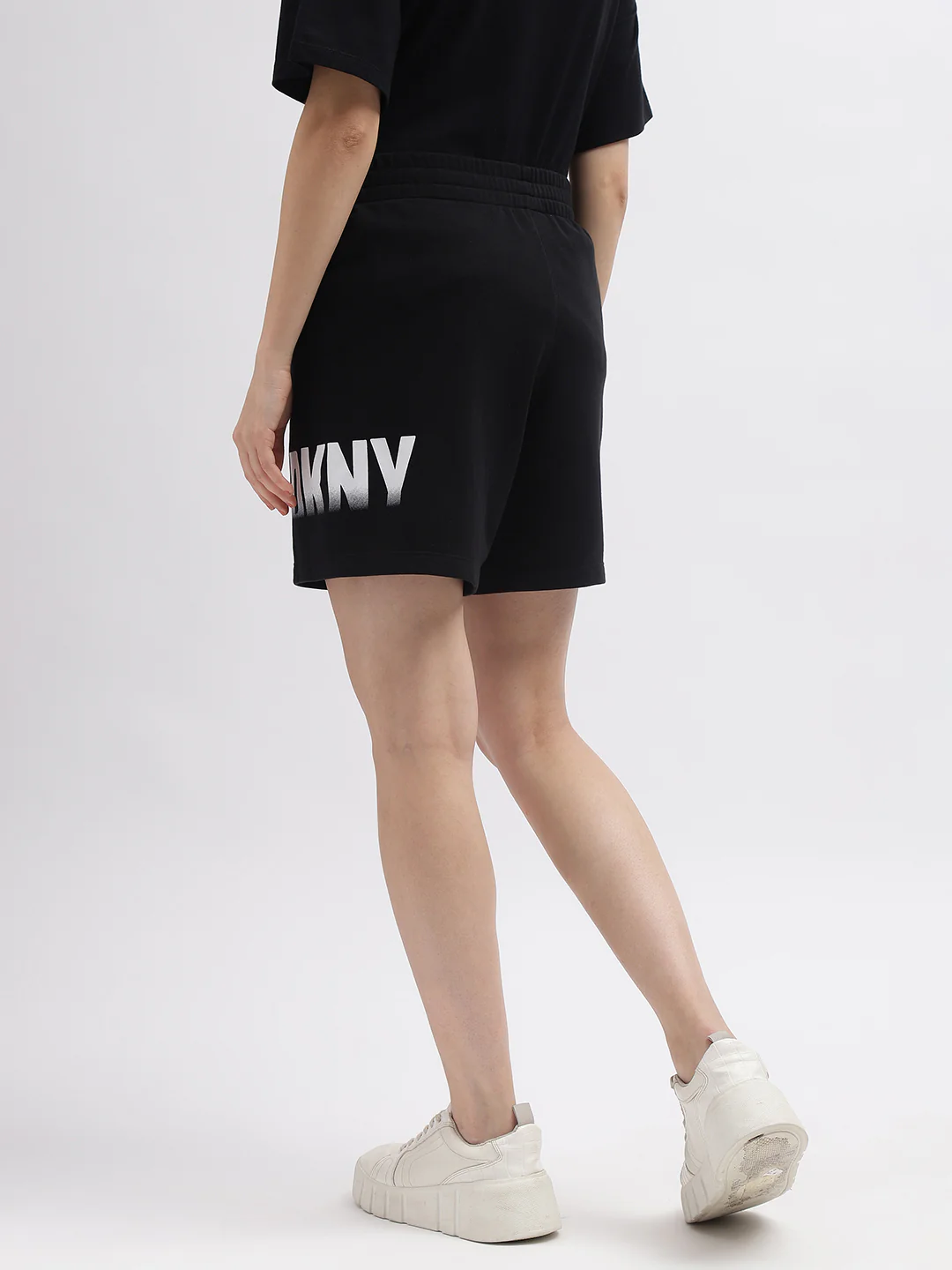 Dkny Women Black Printed Regular Fit Mid-Rise Shorts - Image 3