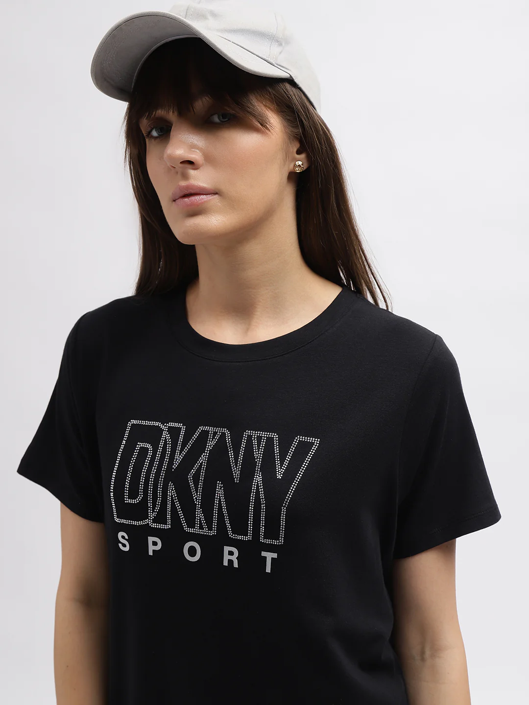 Dkny Women Black Printed Round Neck Short Sleeves Tshirt - Image 4