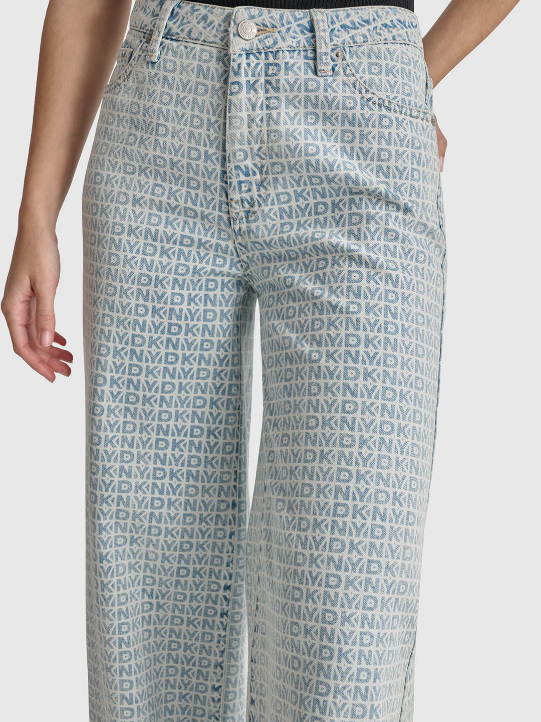 Dkny Women Blue Printed Slim Straight Fit Low-Rise Jeans - Image 3