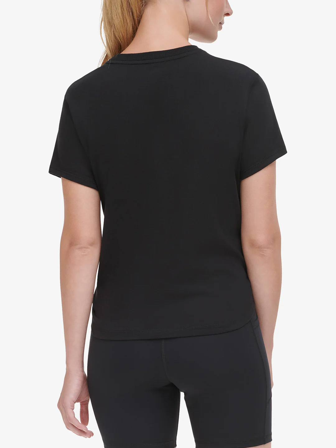 Dkny Women Black Solid Round Neck Short Sleeves Tshirt - Image 4