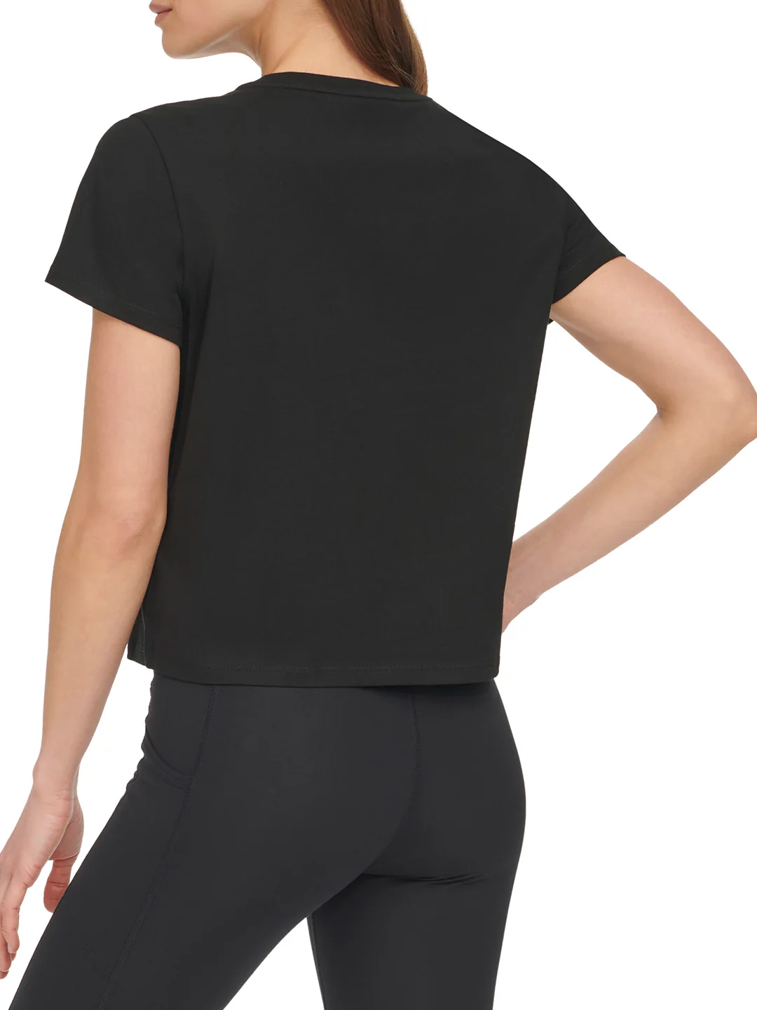 Dkny Women Black Solid Round Neck Short Sleeves Tshirt - Image 3