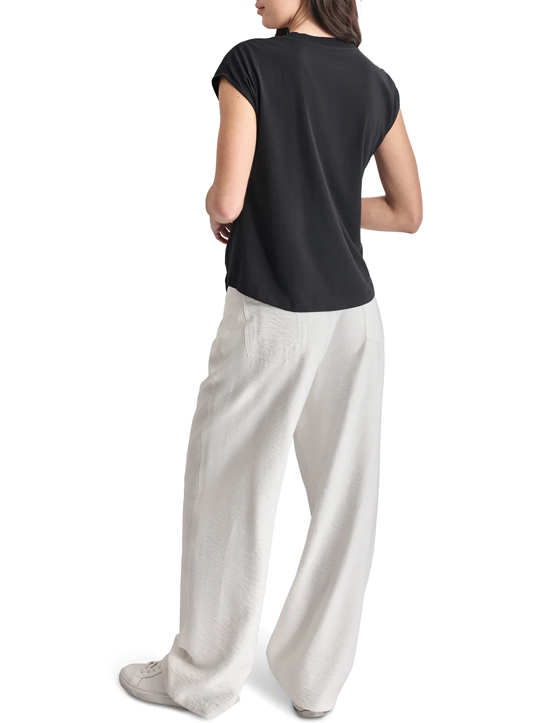 Dkny Women Black Embellished Round Neck Short Sleeves Tshirt - Image 4