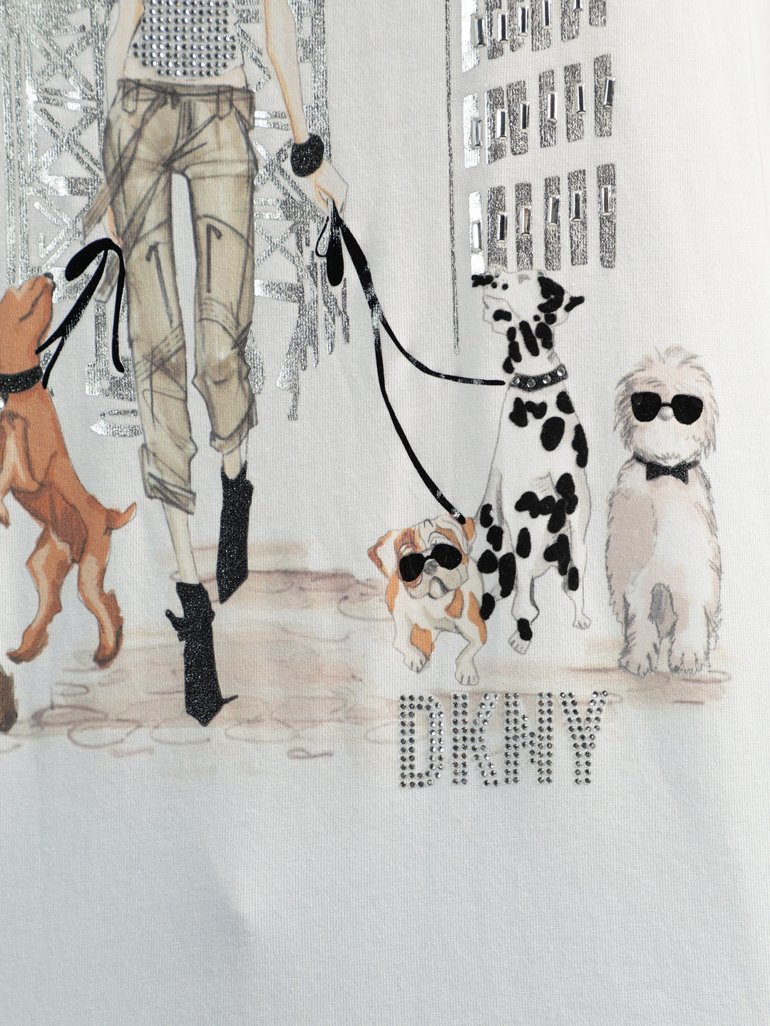 DKNY Women White Printed Round Neck Short Sleeves Tshirt - Image 7