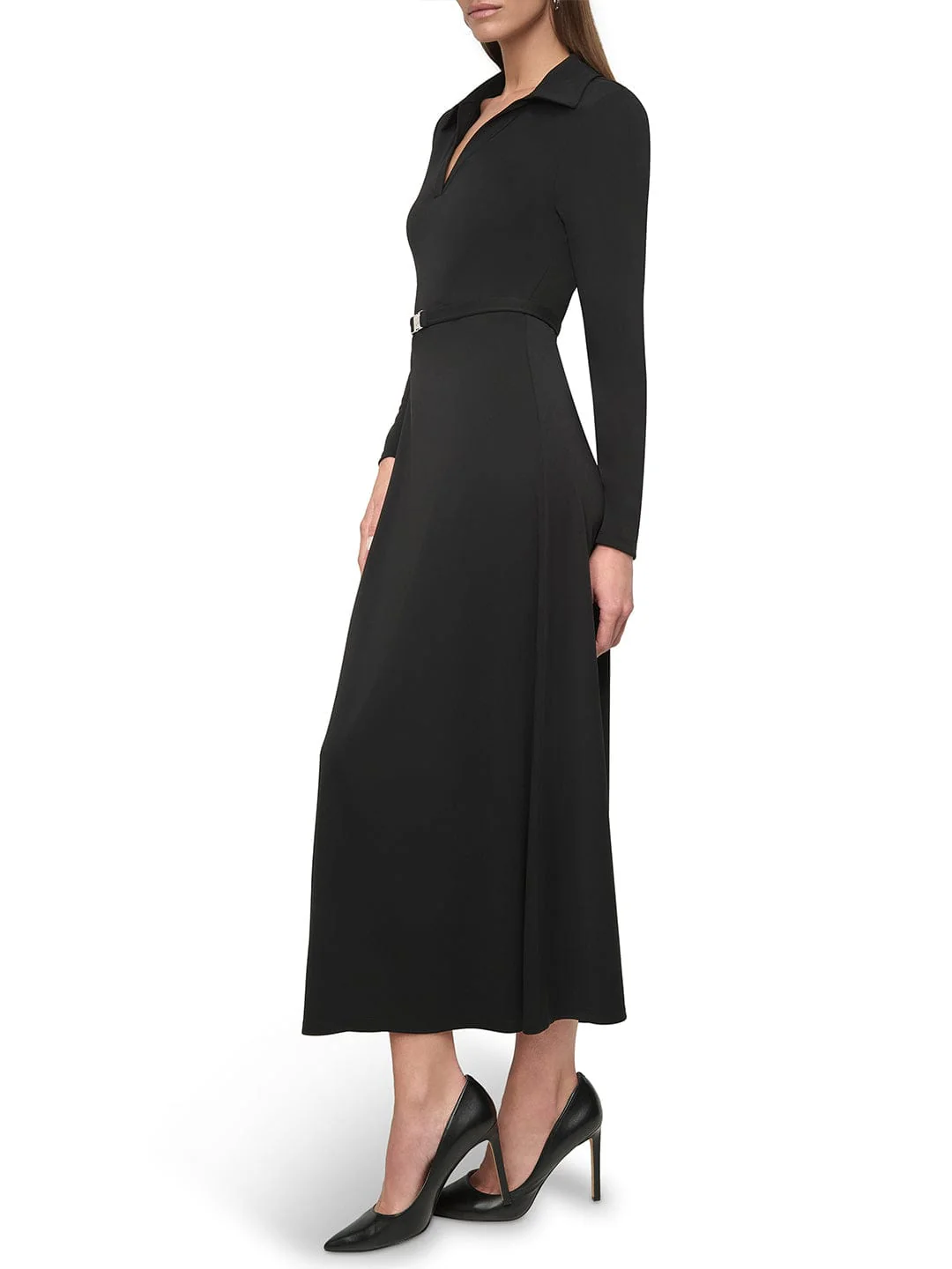 DKNY Women Black Solid Collar Dress - Image 5