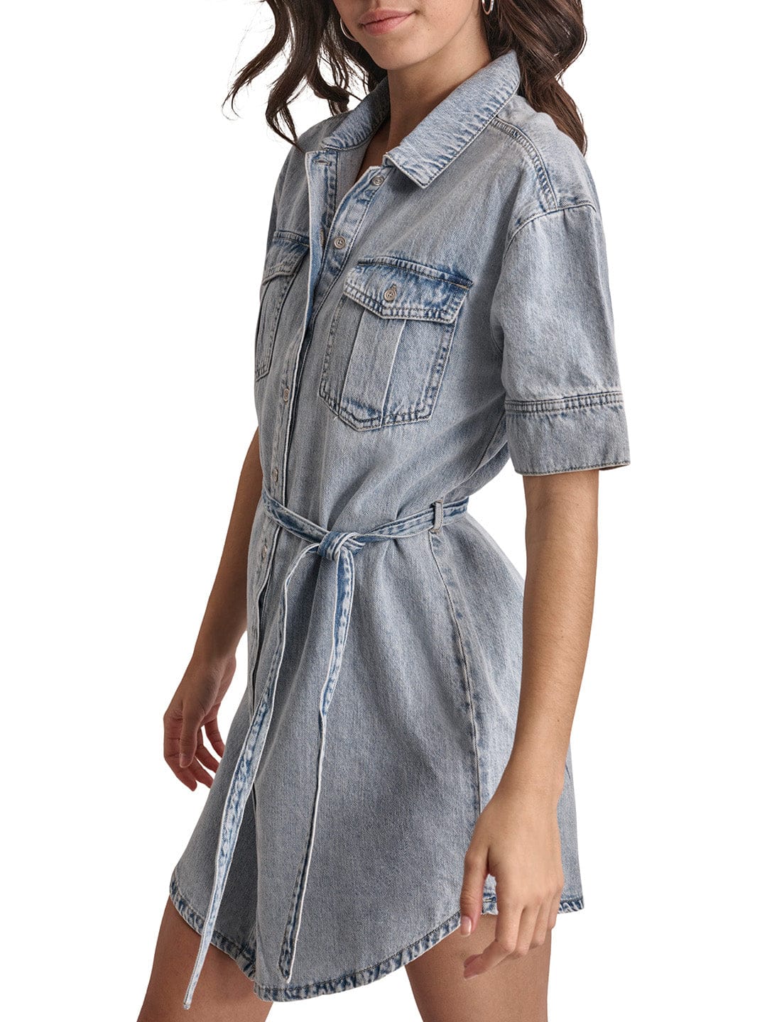 DKNY Women Blue Washed Collar Dress - Image 8