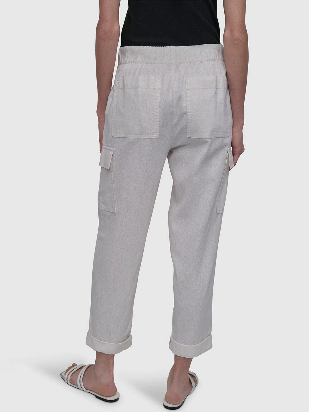 DKNY Women White Oversized Fit Solid Trouser - Image 2