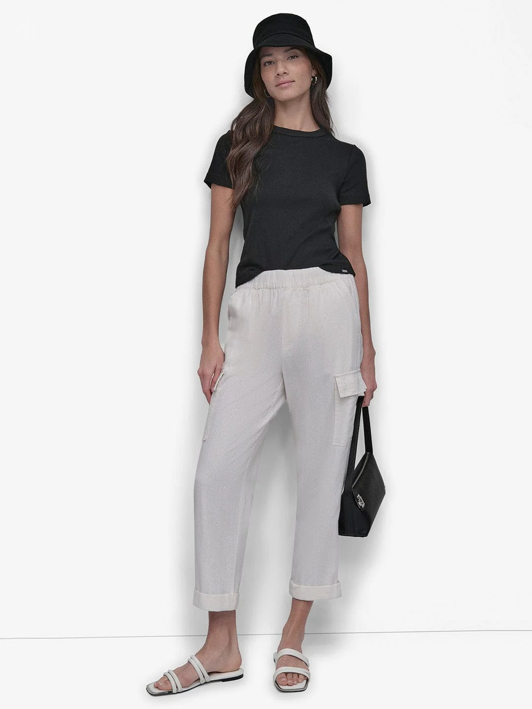 DKNY Women White Oversized Fit Solid Trouser - Image 4