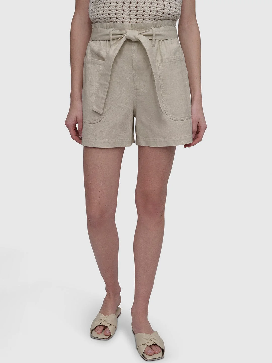 DKNY Women Beige Straight Fit Solid Shorts - Image 6