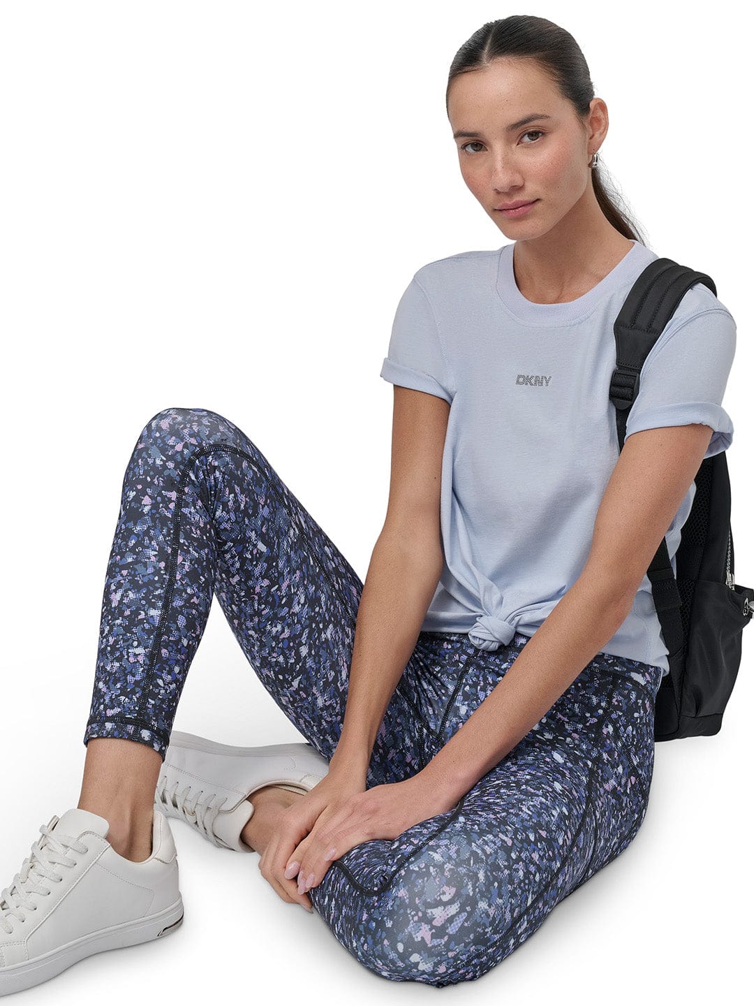 DKNY Women Blue Solid Round Neck Tshirt - Image 7
