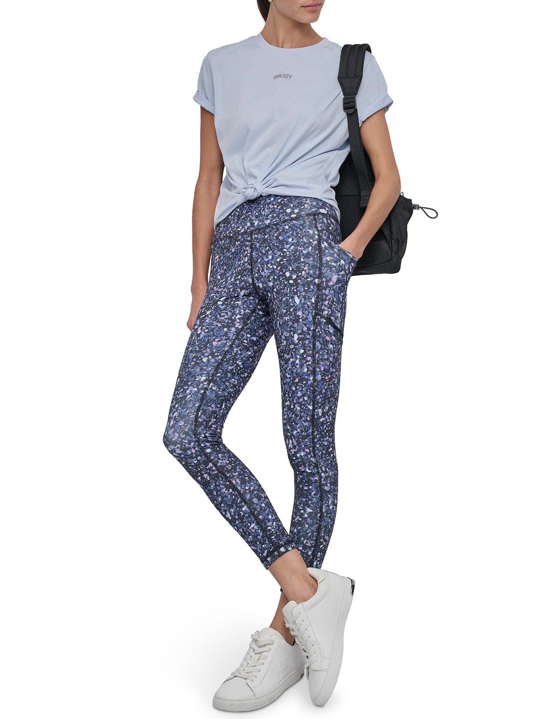 DKNY Women Blue Solid Round Neck Tshirt - Image 8