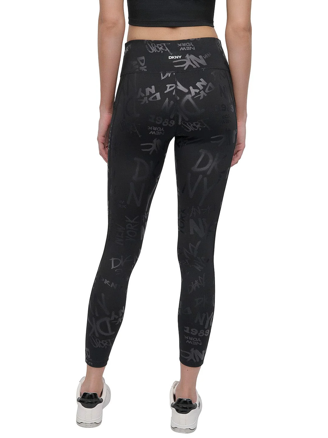 DKNY Women Black Skinny Fit Printed Leggings - Image 3