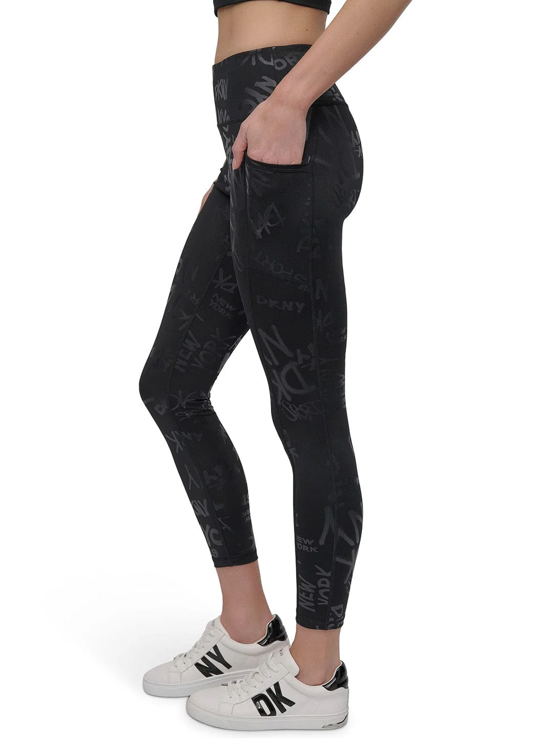 DKNY Women Black Skinny Fit Printed Leggings - Image 5