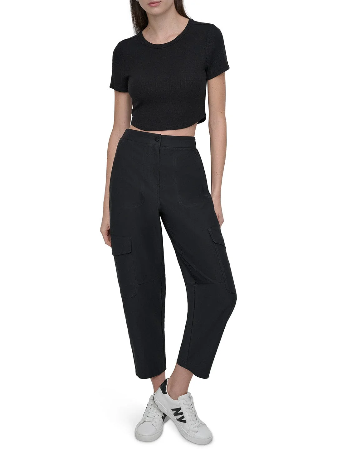 DKNY Women Black Oversized Fit Solid Trouser - Image 5