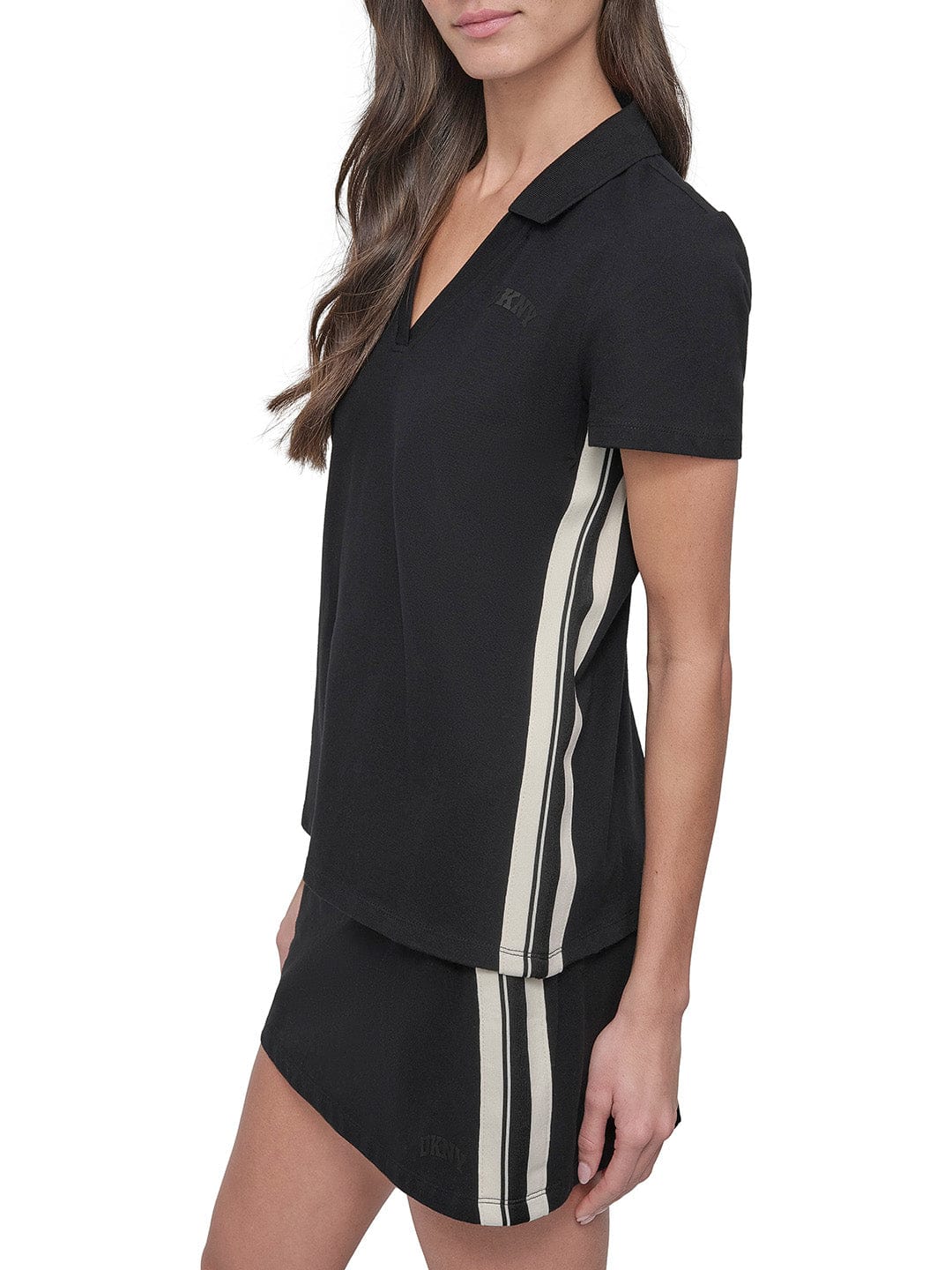 DKNY Women Black Solid Polo Tshirt - Image 5