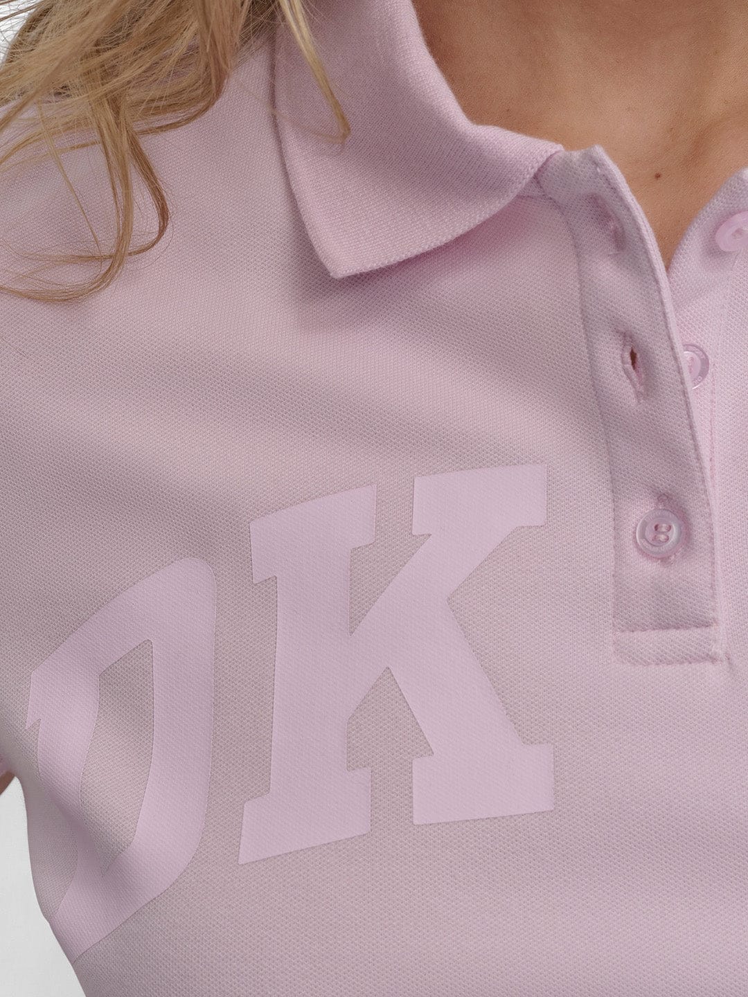 DKNY Women Pink Solid Polo Tshirt - Image 2