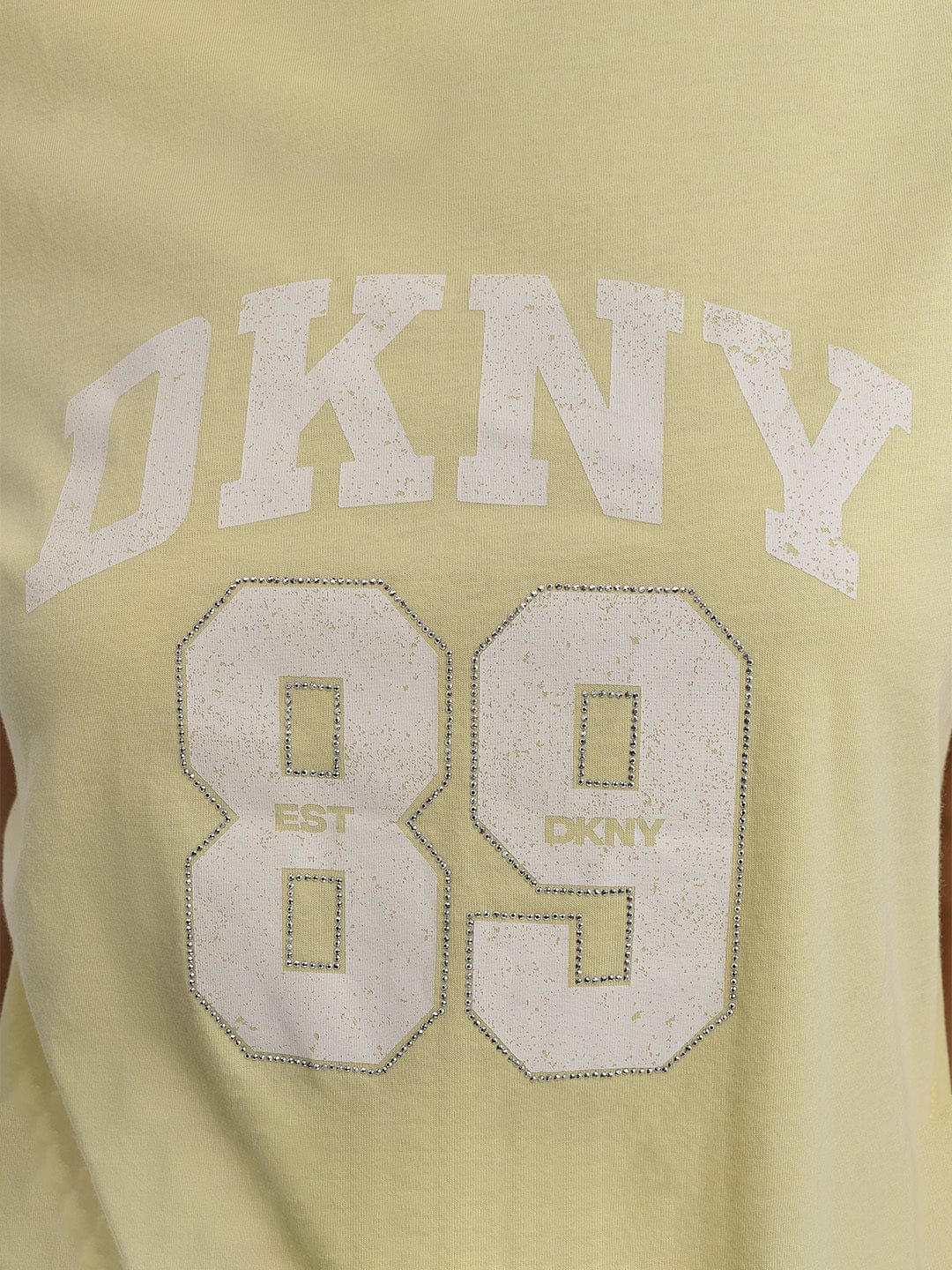 DKNY Women Yellow Embellished Round Neck TShirt - Image 3