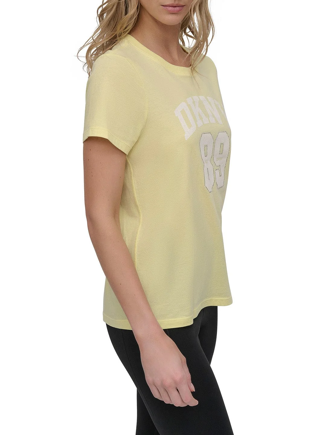DKNY Women Yellow Embellished Round Neck TShirt - Image 6