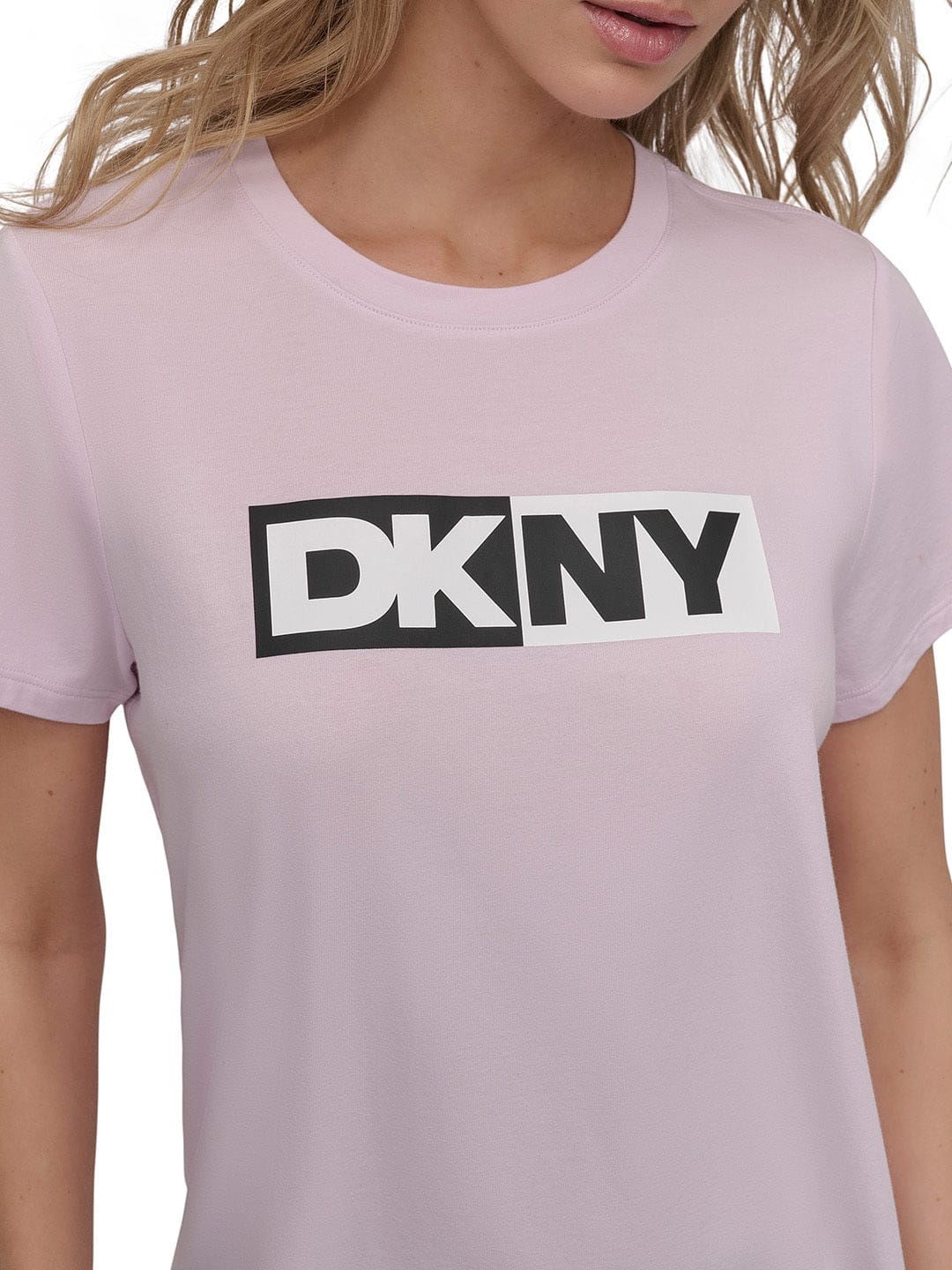 DKNY Women Pink Solid Round Neck TShirt - Image 2