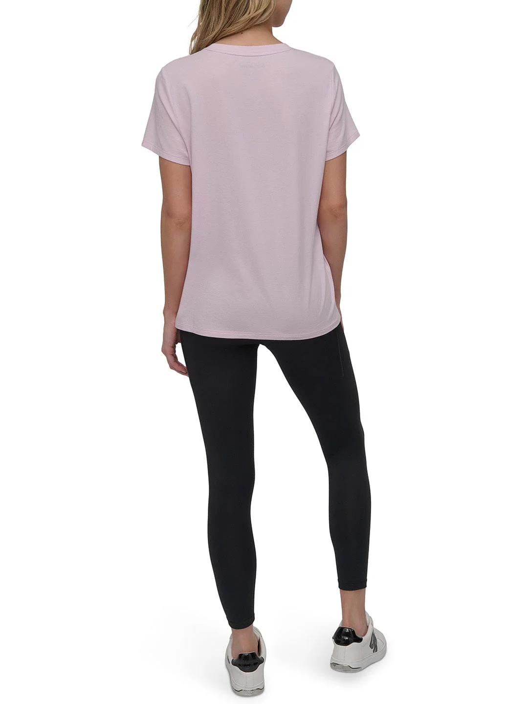 DKNY Women Pink Solid Round Neck TShirt - Image 4