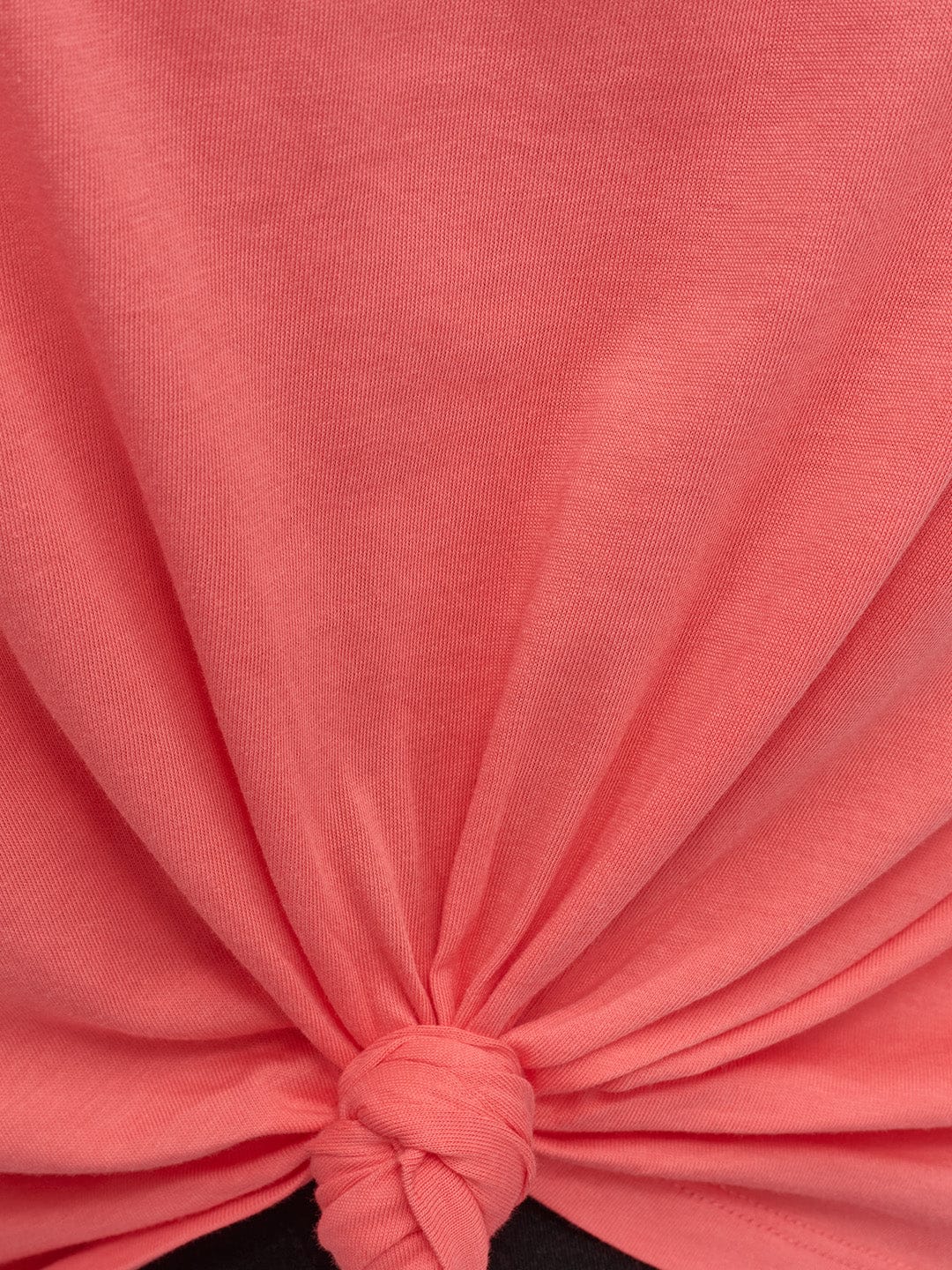 DKNY Women Orange Solid Round Neck Tshirt - Image 4