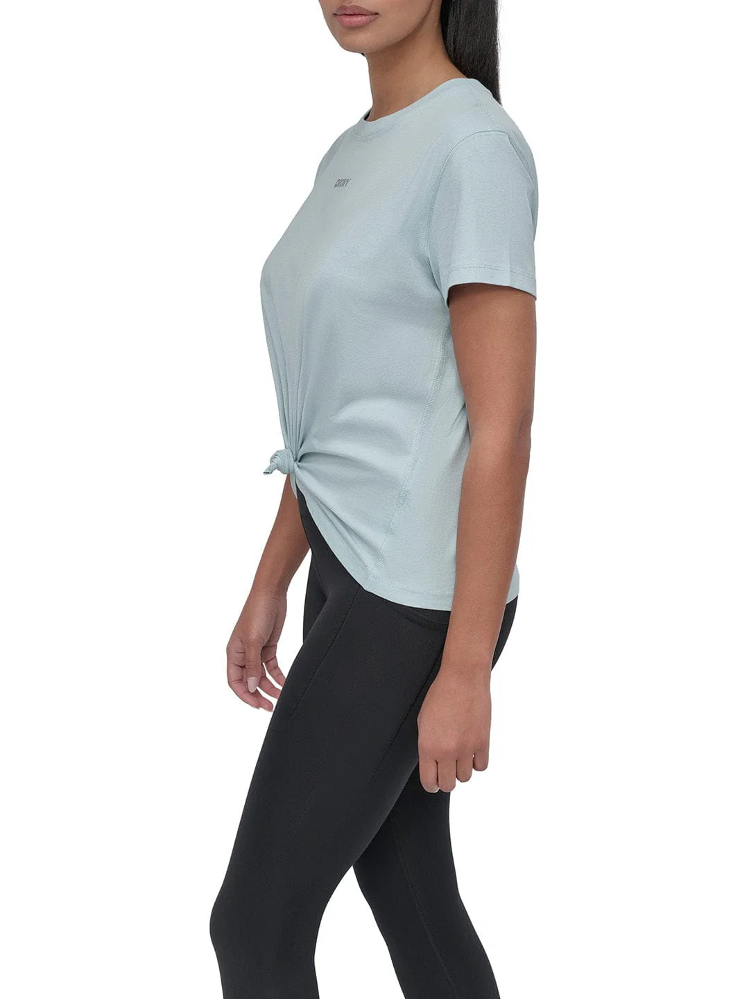 DKNY Women Blue Solid Round Neck TShirt - Image 5