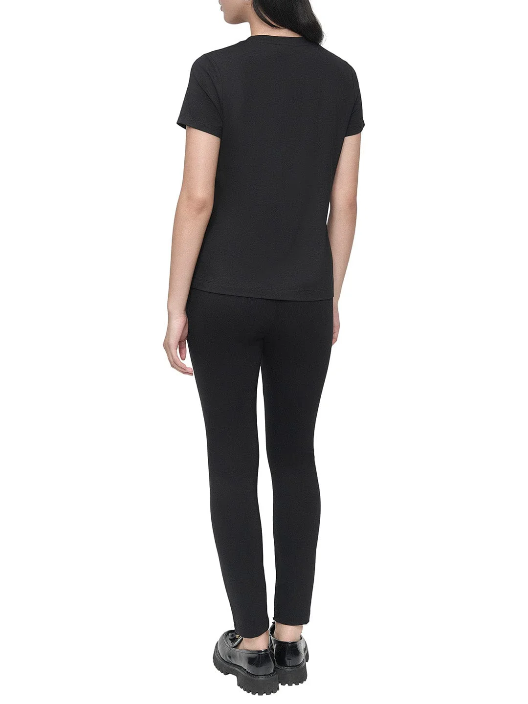DKNY Women Black Placement Print Round Neck Tshirt - Image 3