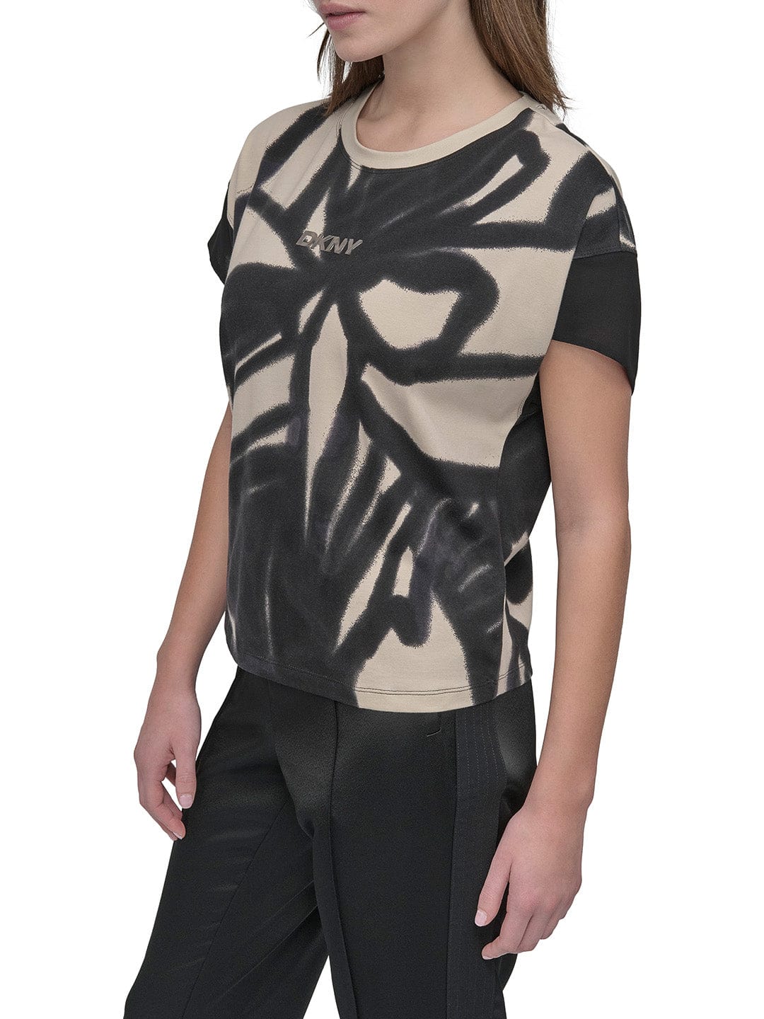 DKNY Women Black Printed Round Neck Top - Image 5