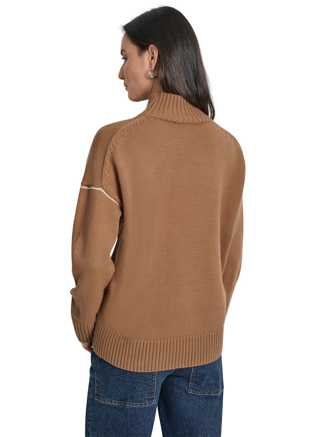 DKNY Women Brown Solid Turtle Neck Sweater - Image 2