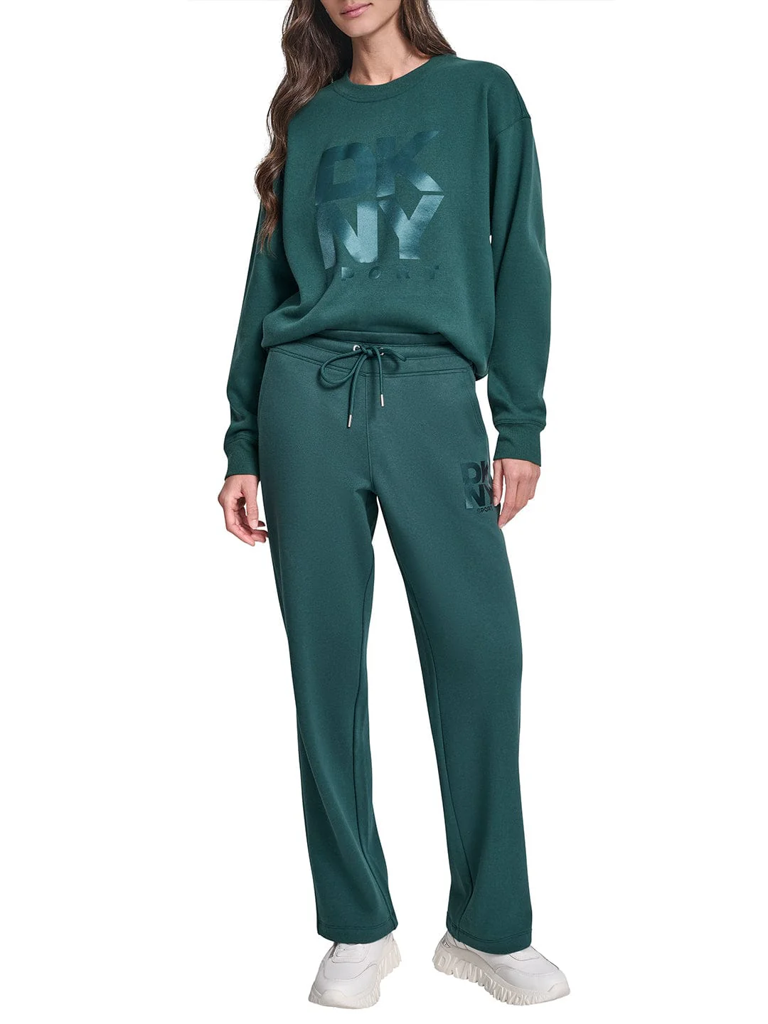 DKNY Women Green Straight Fit Solid Sweatpant - Image 2