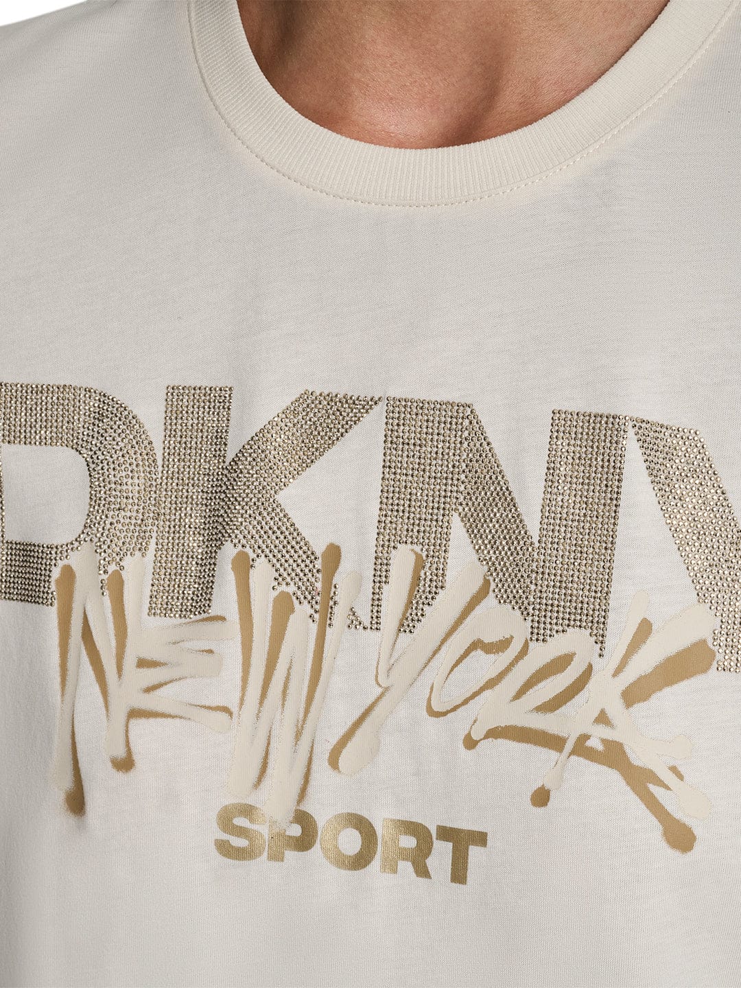 DKNY Women Cream Placement Print Round Neck Tshirt - Image 3