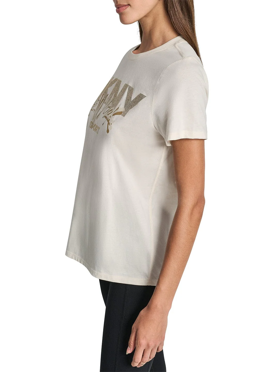 DKNY Women Cream Placement Print Round Neck Tshirt - Image 5