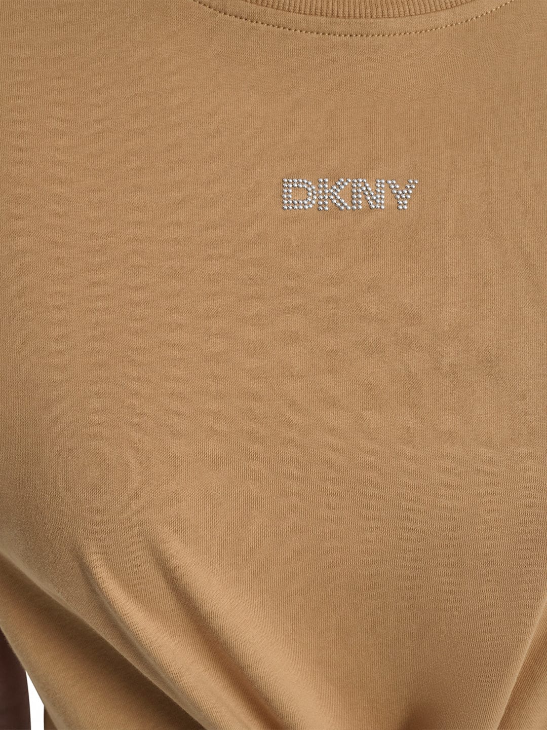 DKNY Women Brown Solid Round Neck Tshirt - Image 2