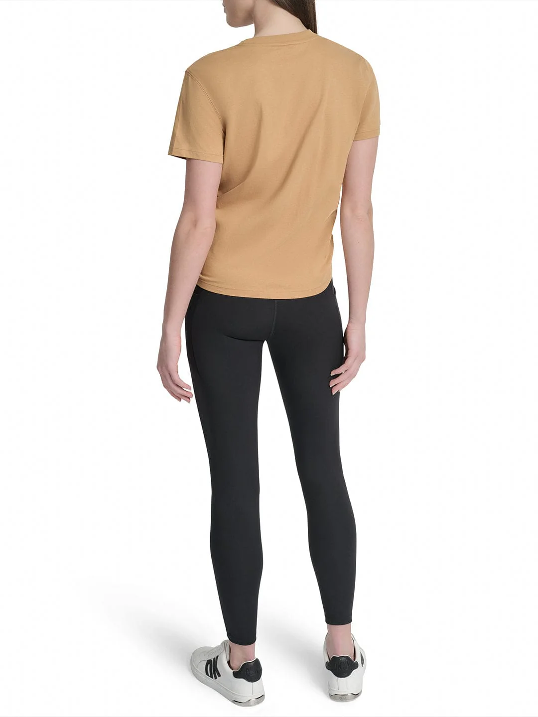 DKNY Women Brown Solid Round Neck Tshirt - Image 4