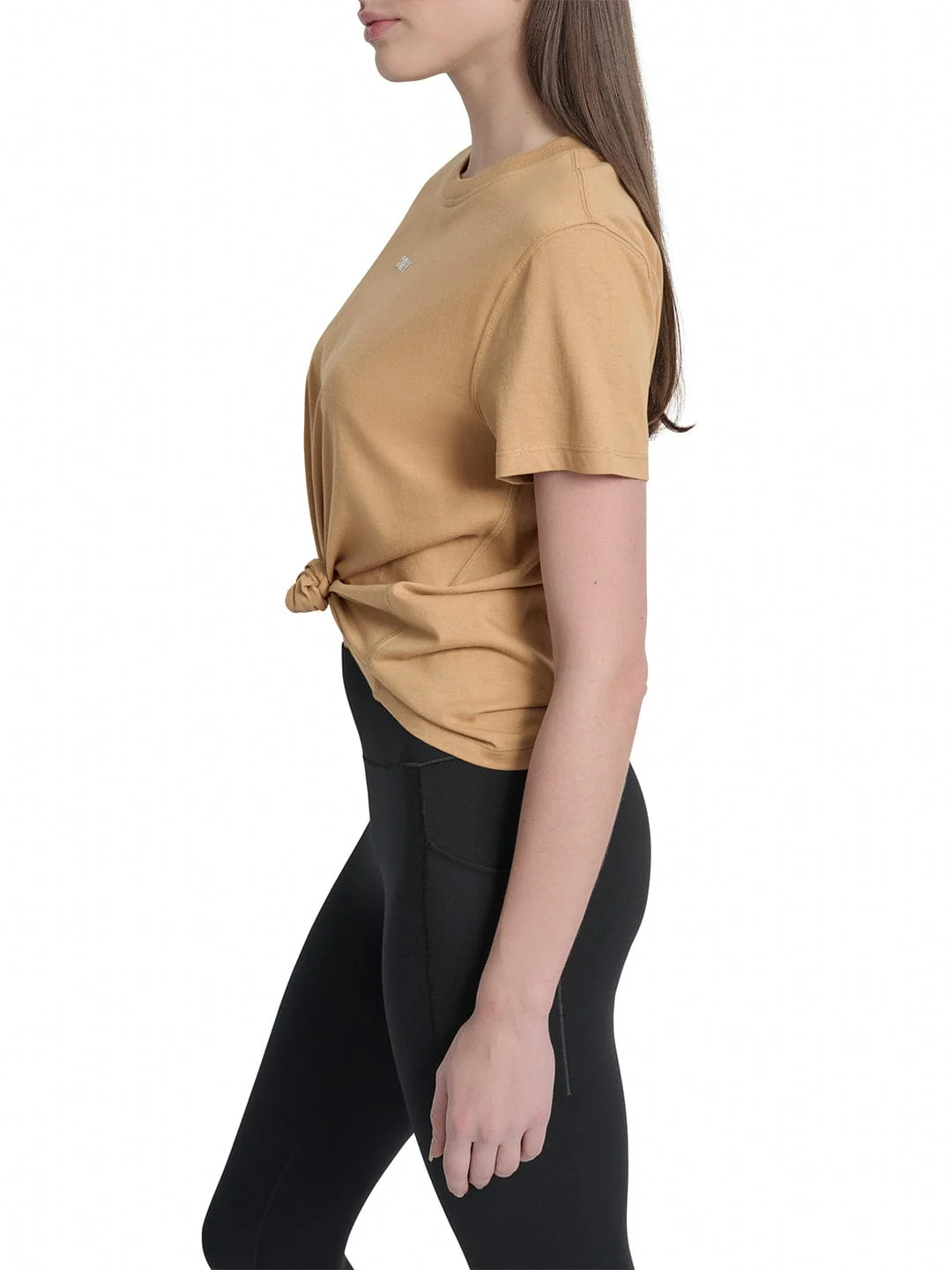 DKNY Women Brown Solid Round Neck Tshirt - Image 6