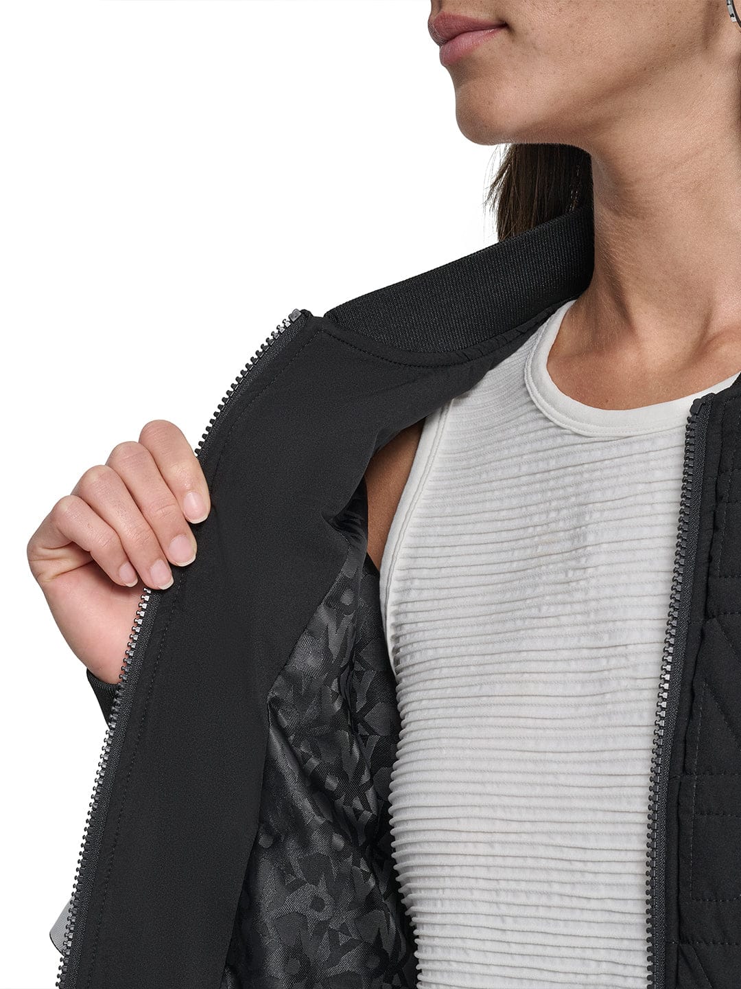 DKNY Women Black Tape Mandarin Collar Jacket - Image 3