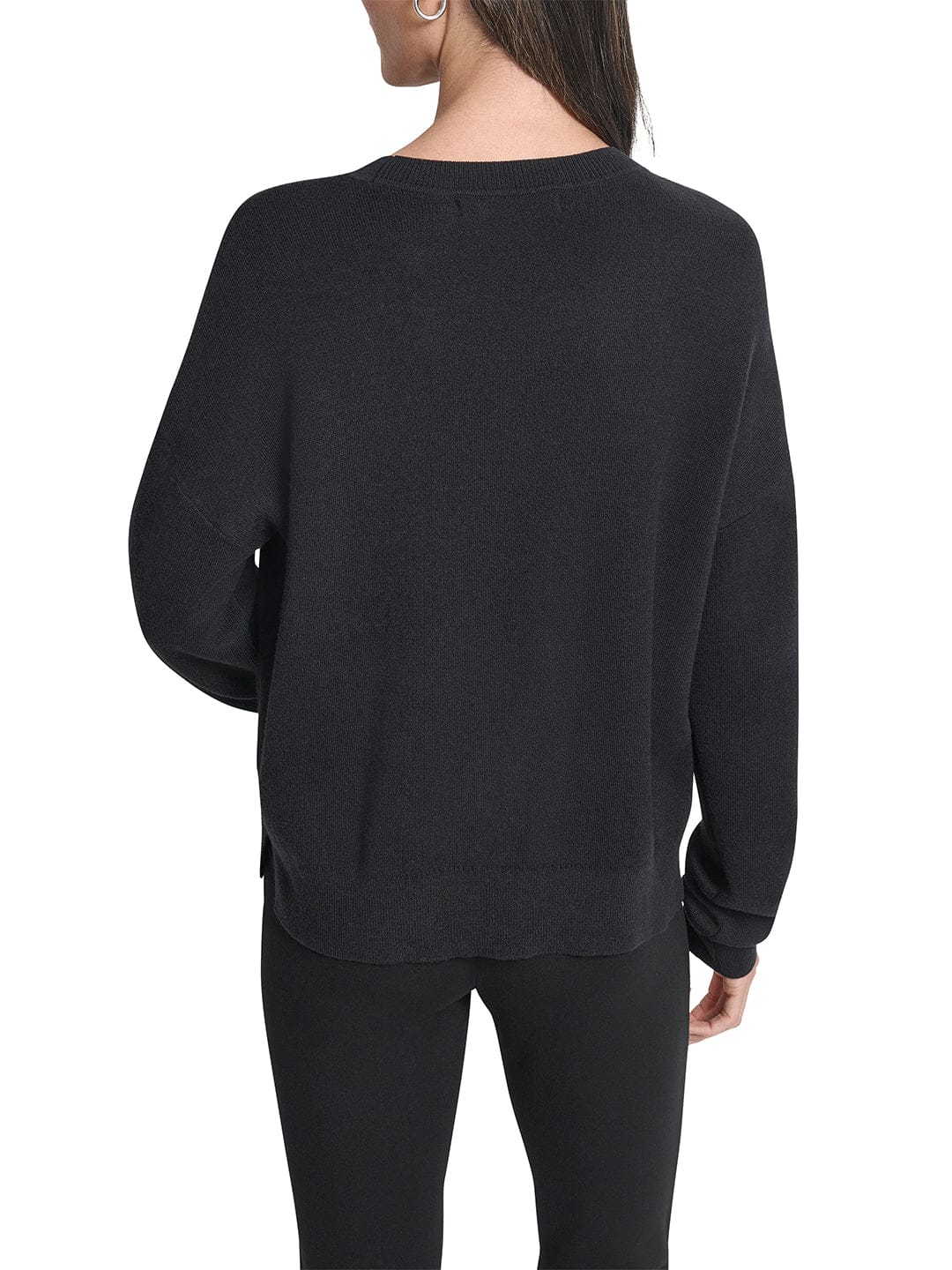 DKNY Women Black Lurex Round Neck Sweater - Image 4