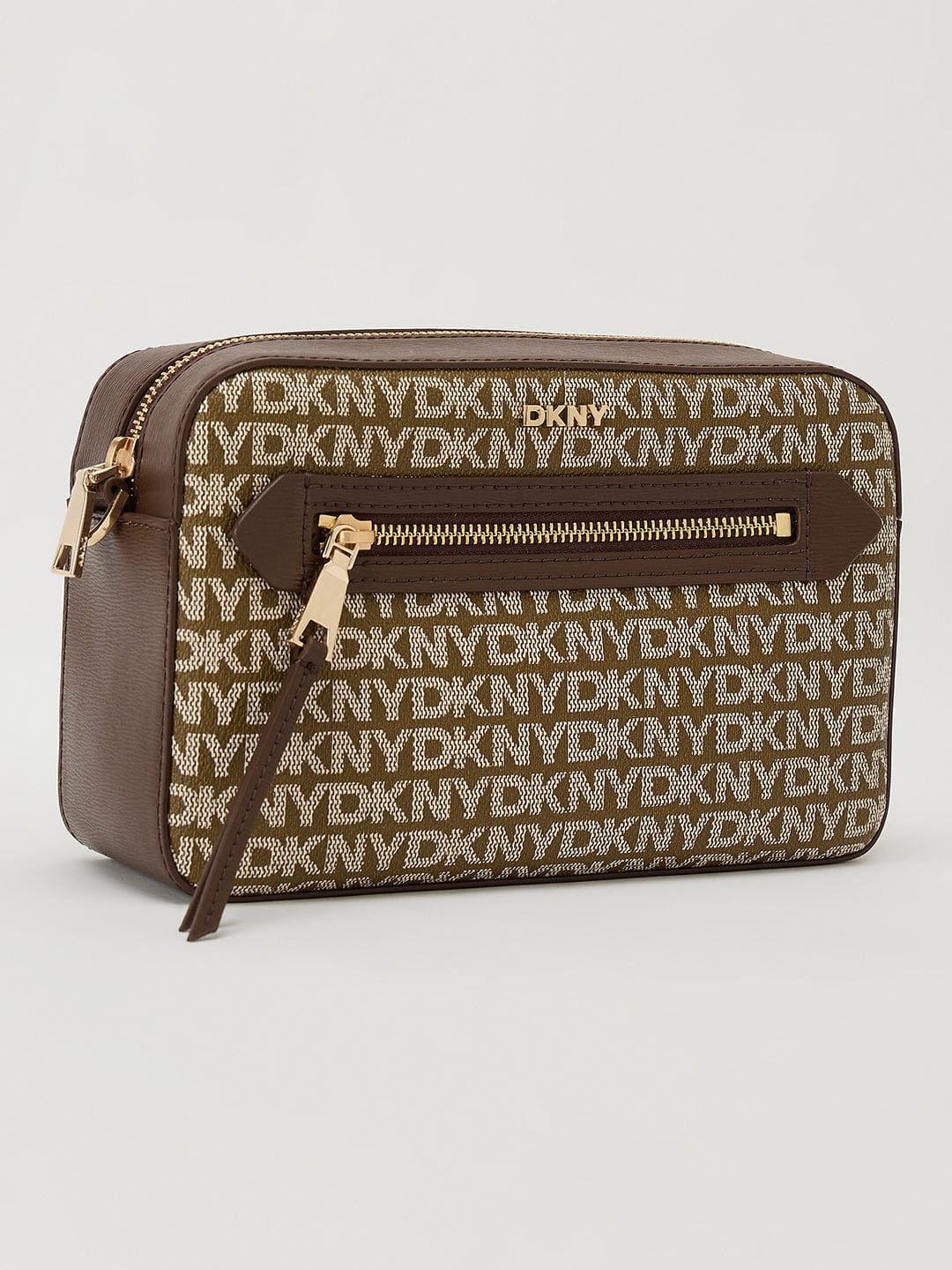 DKNY Brown Woven Logo Print Cross Body Bag - Image 4