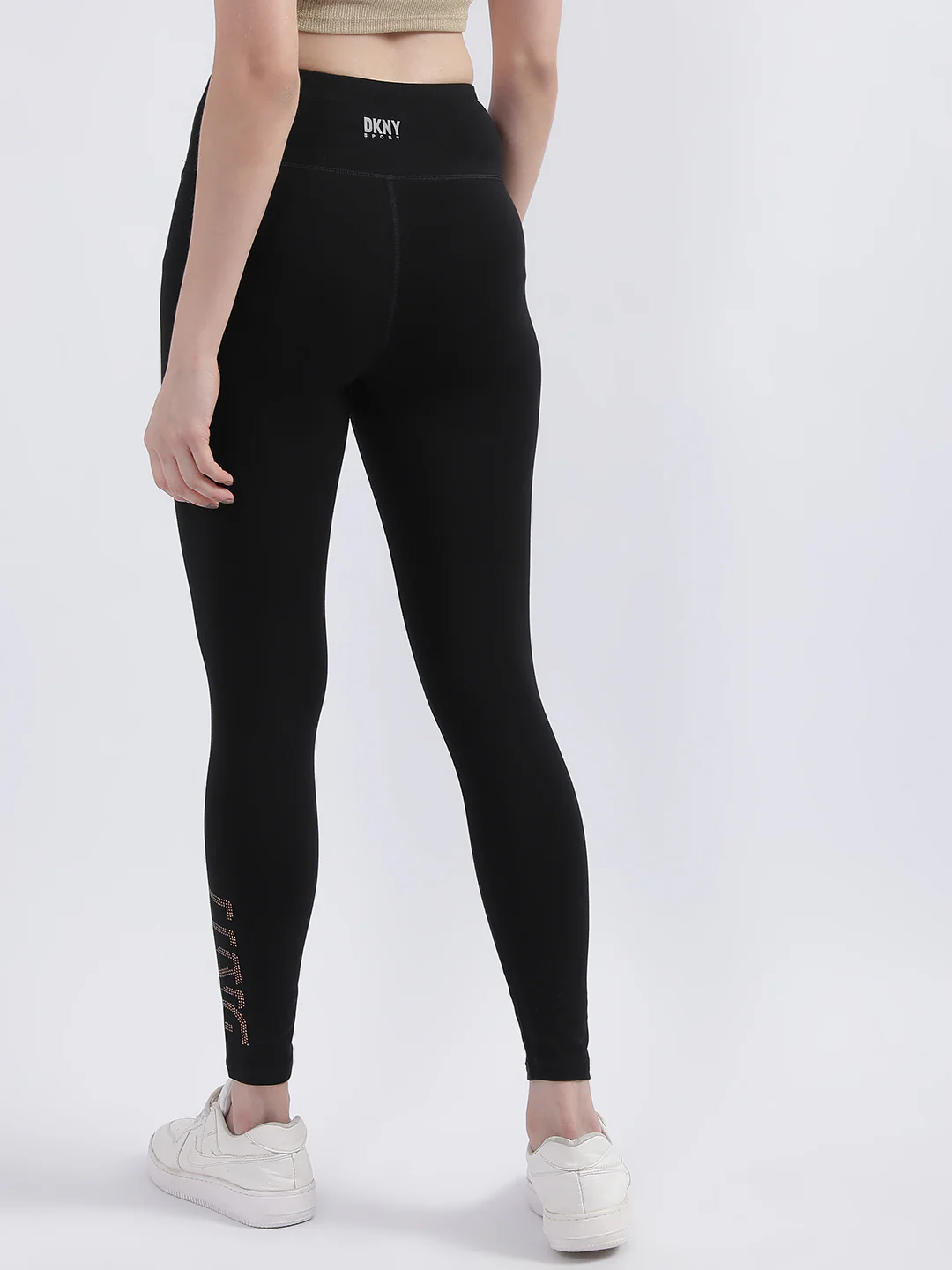 DKNY Women Black Solid Fitted Leggings - Image 4
