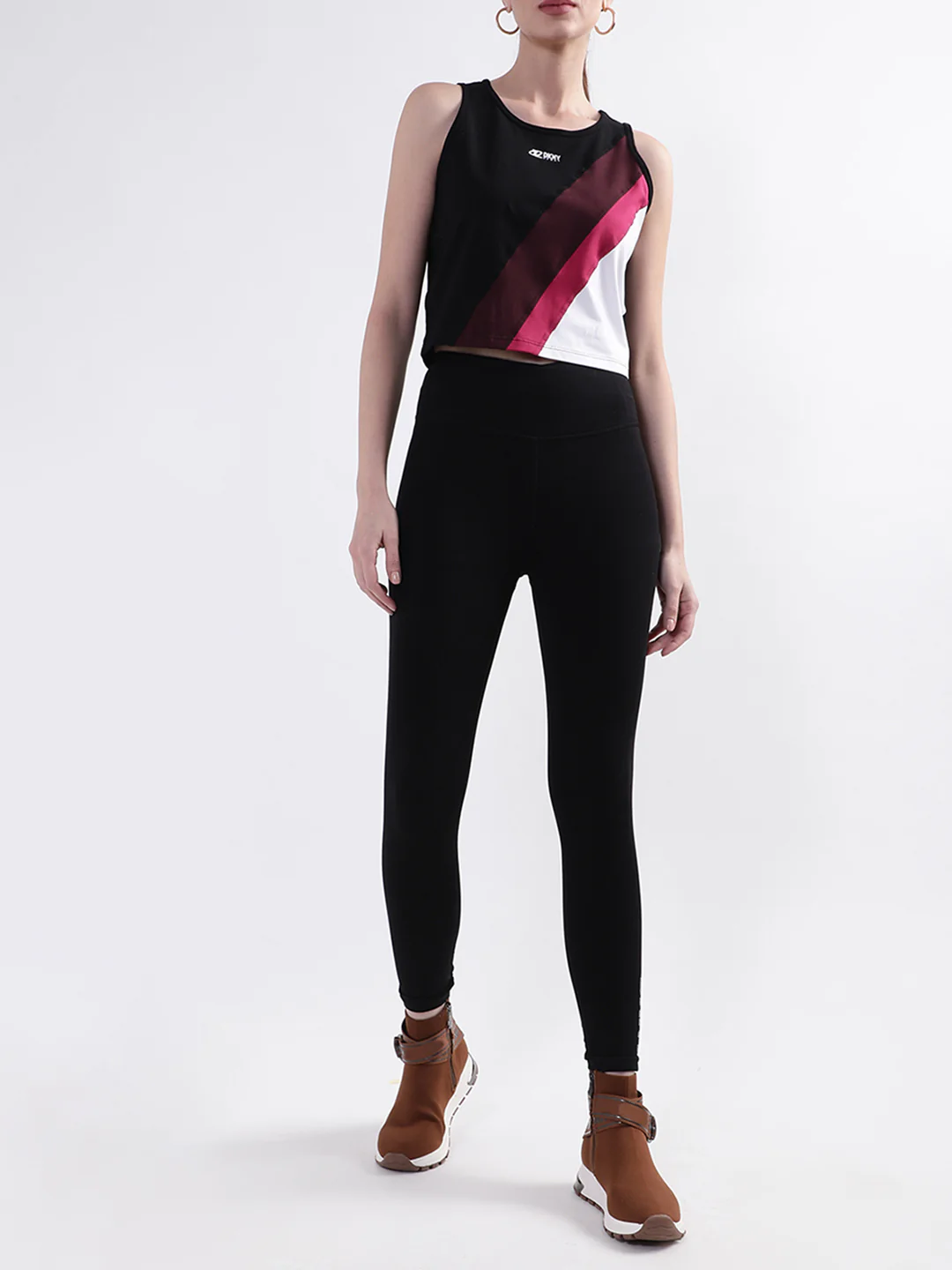 DKNY Women Black Solid Round Neck TShirt - Image 4