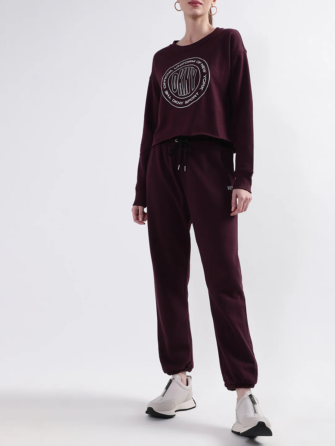 DKNY Women Maroon Printed Round Neck Sweatshirt - Image 4