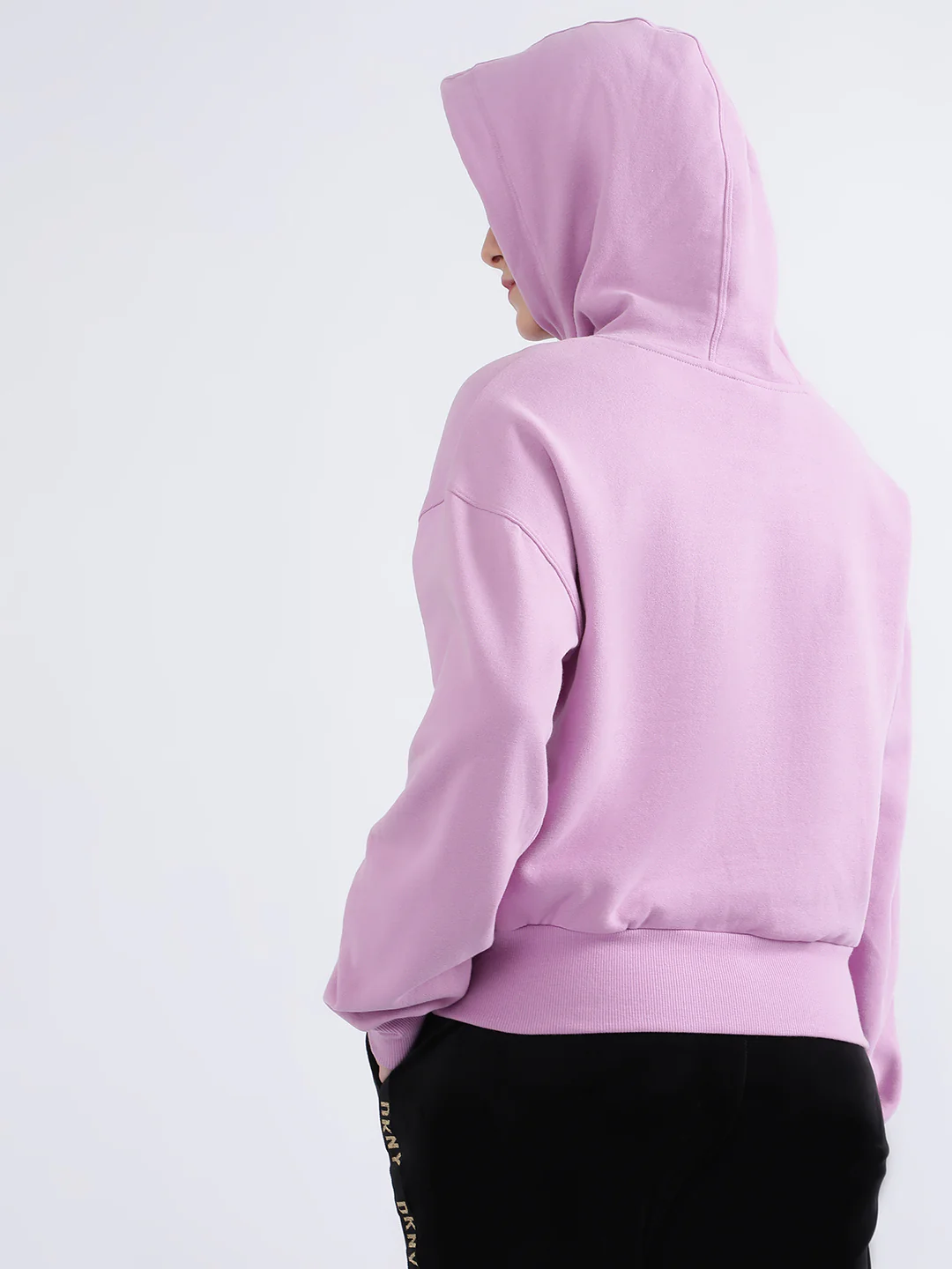 DKNY Women Purple Solid Hooded Sweatshirt - Image 4