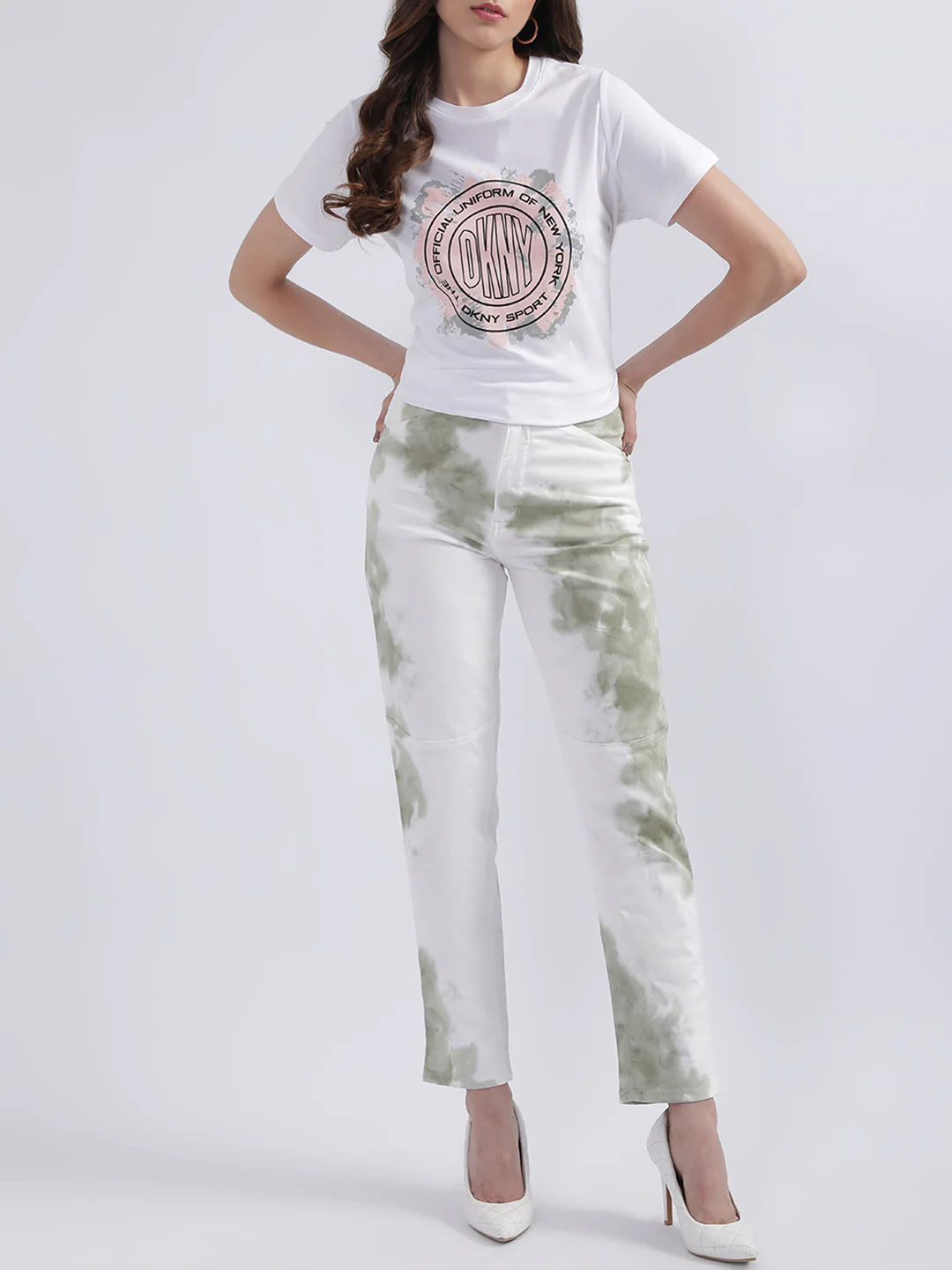 Dkny White Fashion Printed Regular Fit Top - Image 4